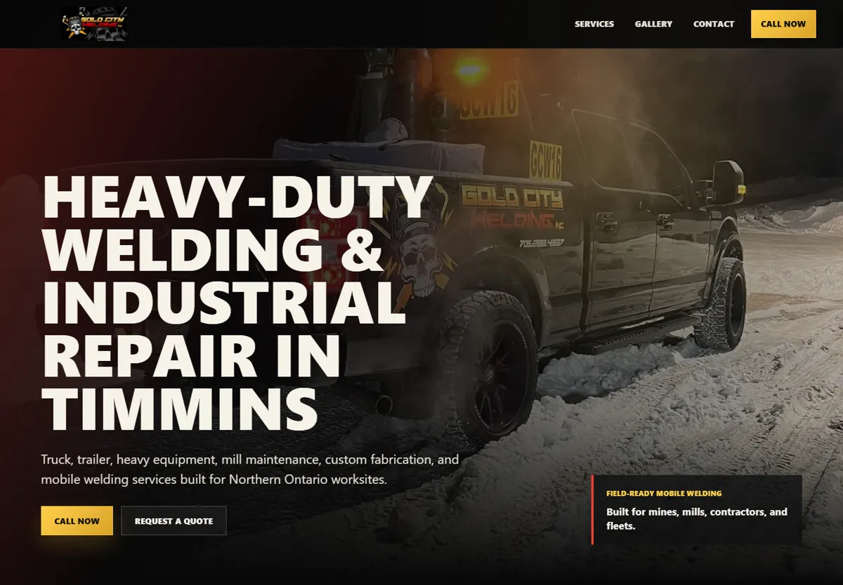 Gold City Welding industrial website preview