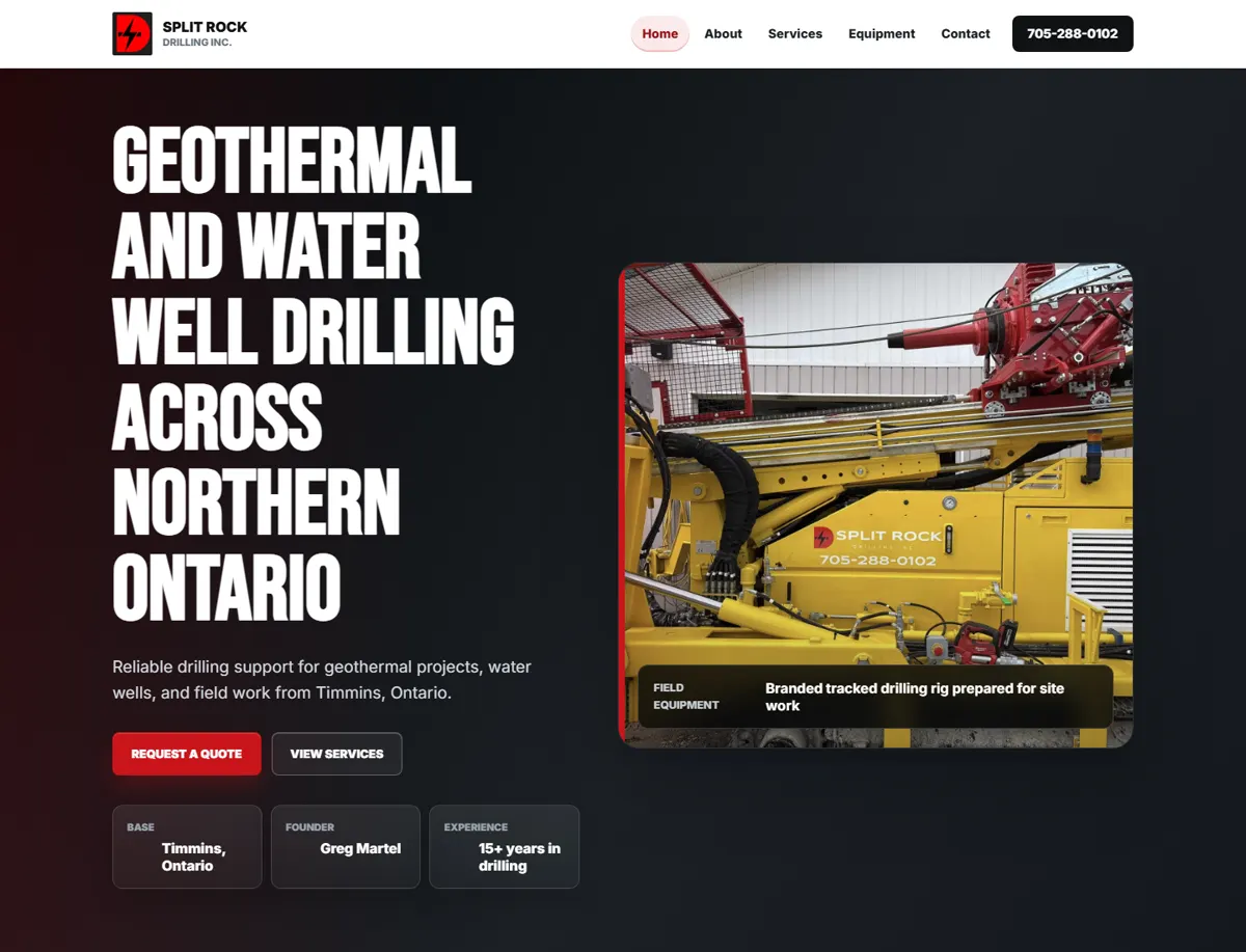 Split Rock Drilling live website homepage preview